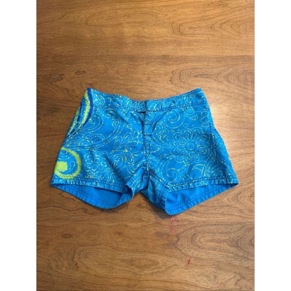 Crazy Shirts Women’s Hawaii Paisley Reversible Board Shorts Blue Green Size 5
